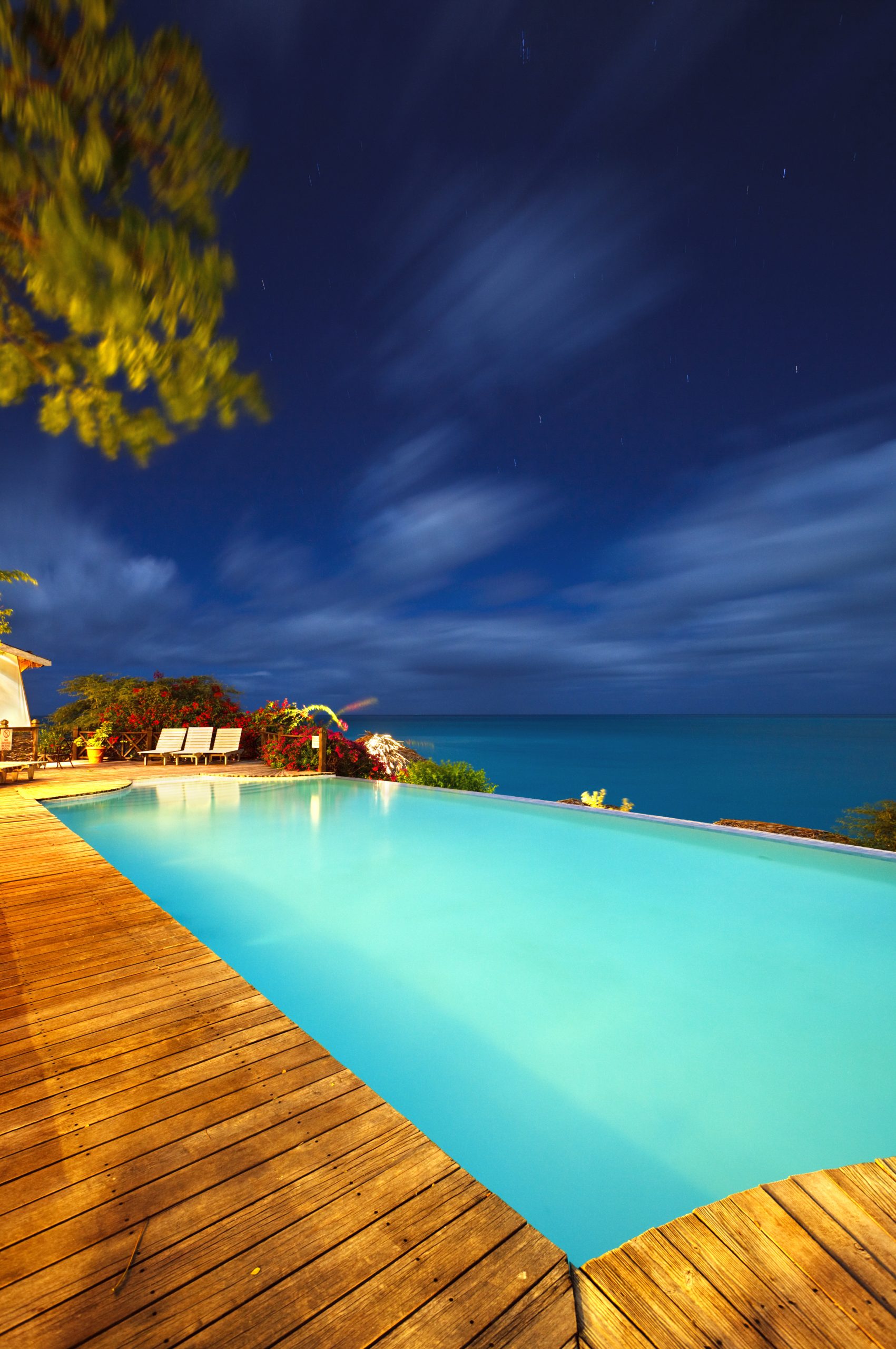 Pool view by night