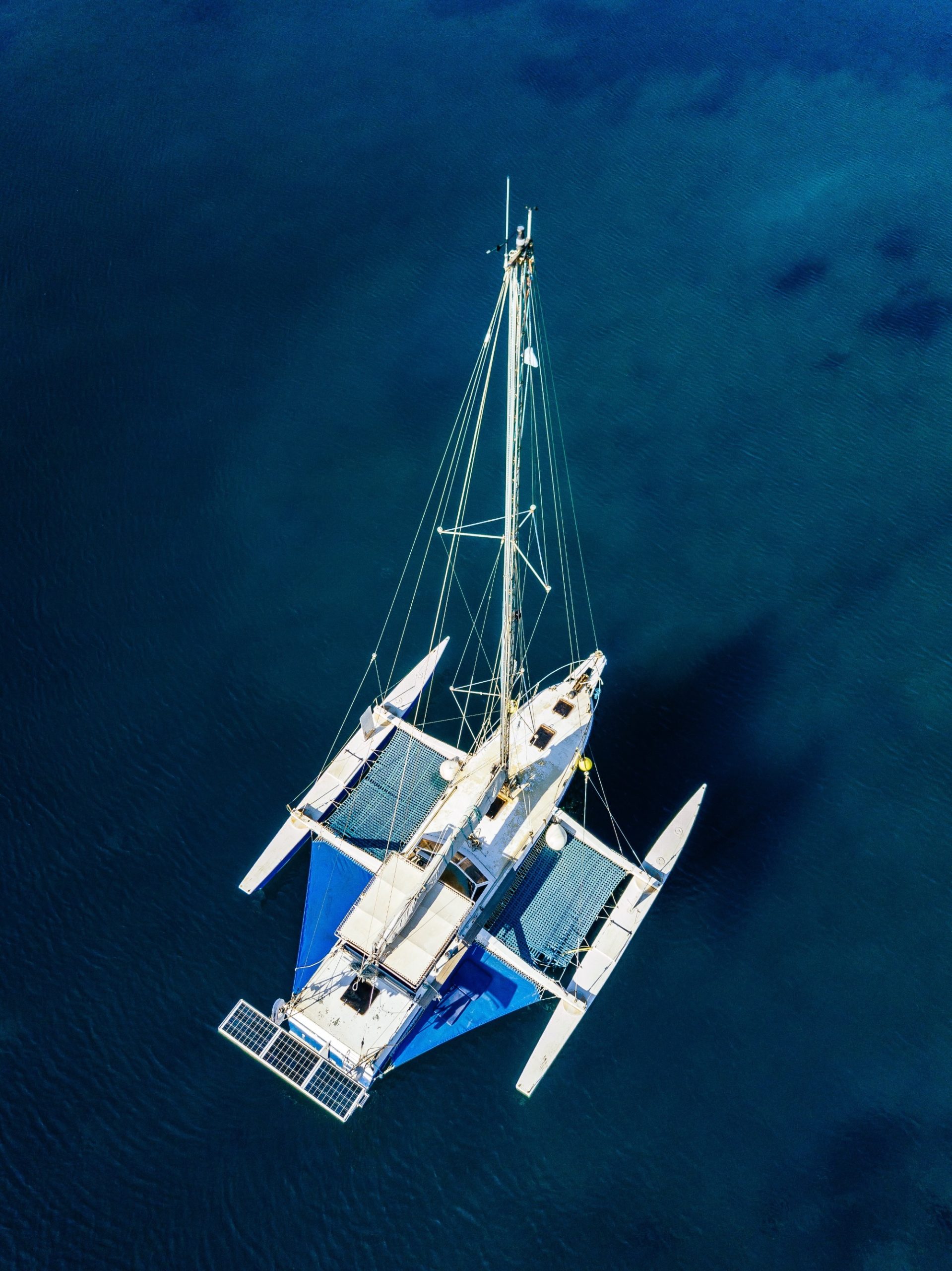 Catamaran in a clear water